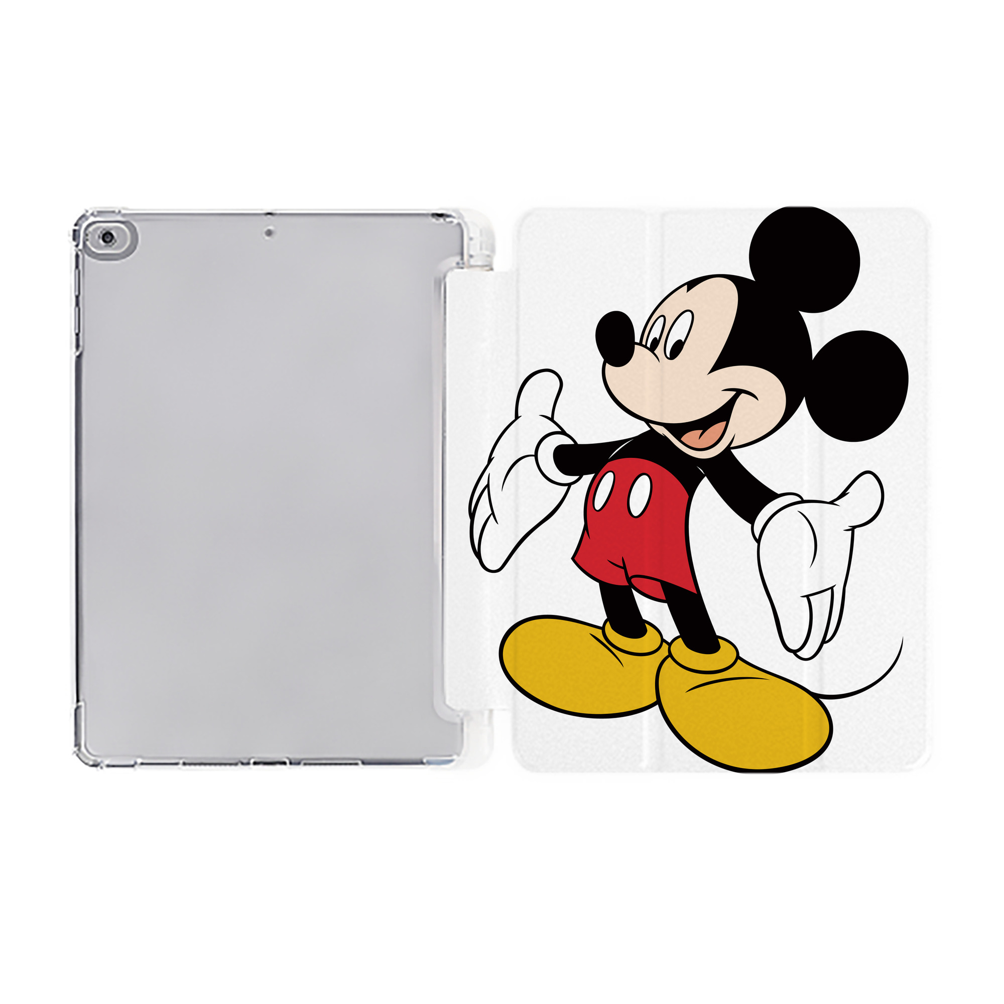 （画像用） ミッキーマウス Mickey Mouse IPad ケース ペン収納付き 三つ折りスタンド PUレザー×シリコン 対応機種9.5/10.5/10.9インチ
